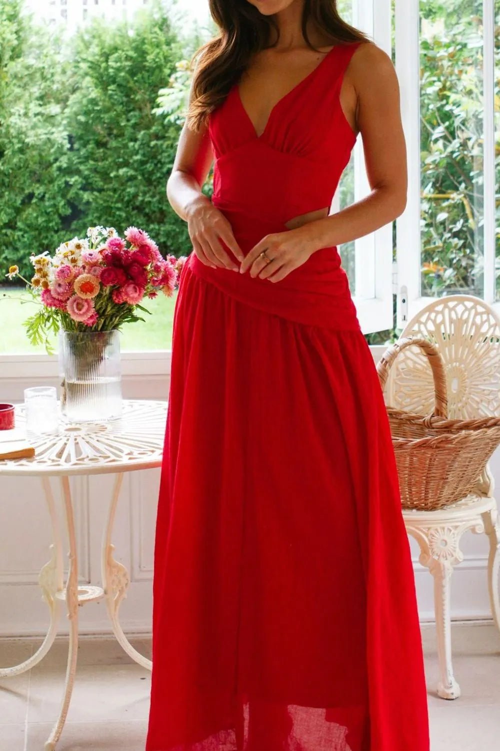 Lolita maxi-jurk met uitsparingen en ruches