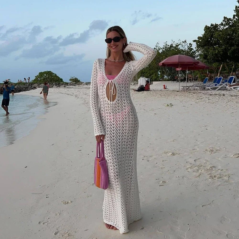 Lori gehaakte strandjurk met opengewerkt patroon