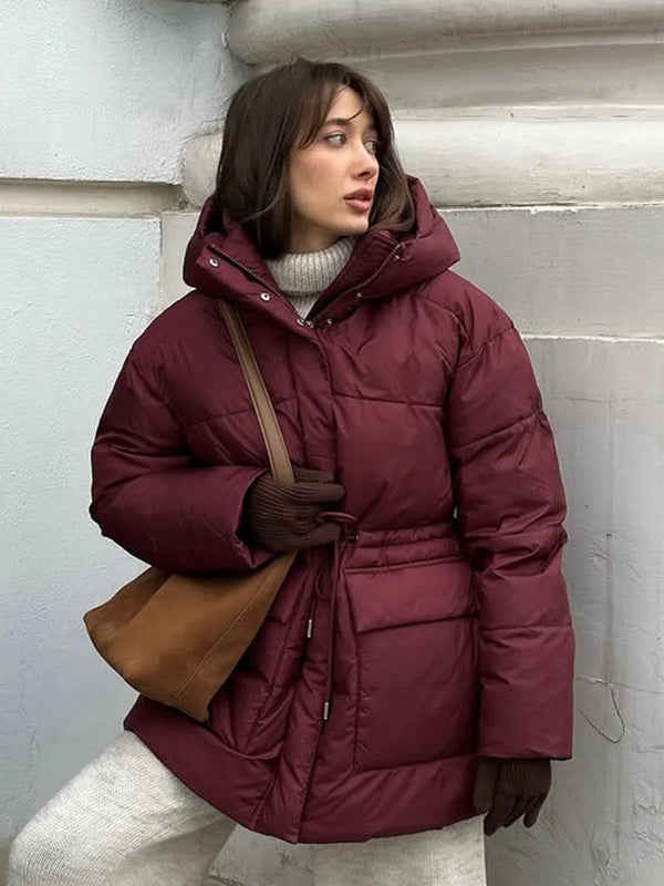 Gewatteerde jas Lorna met capuchon en trekkoord