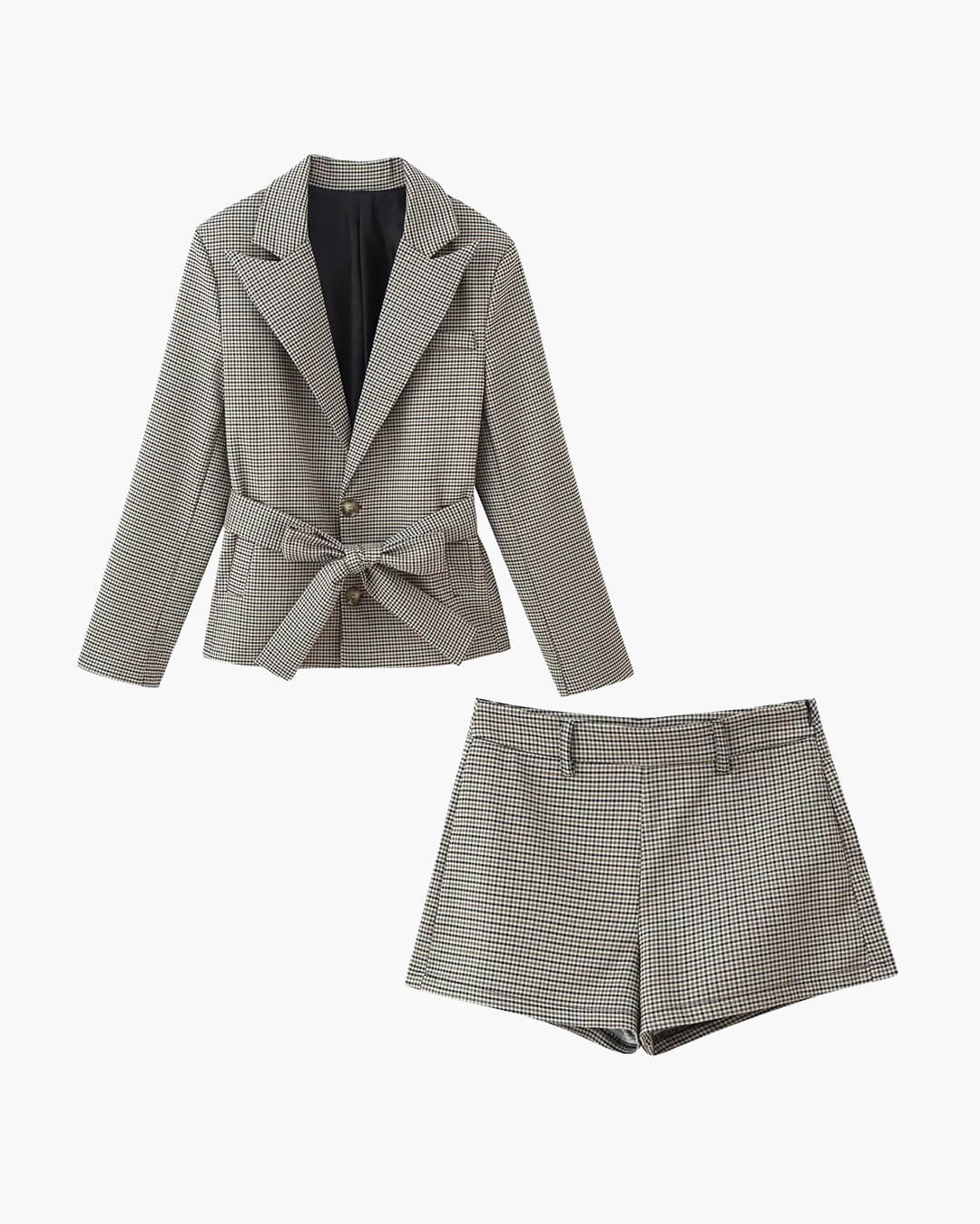 Lucy geruit pak met shorts en riem
