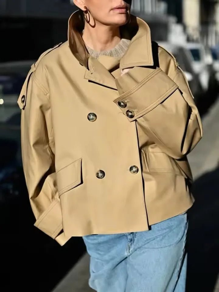 Lucy korte trenchcoat met opstaande kraag