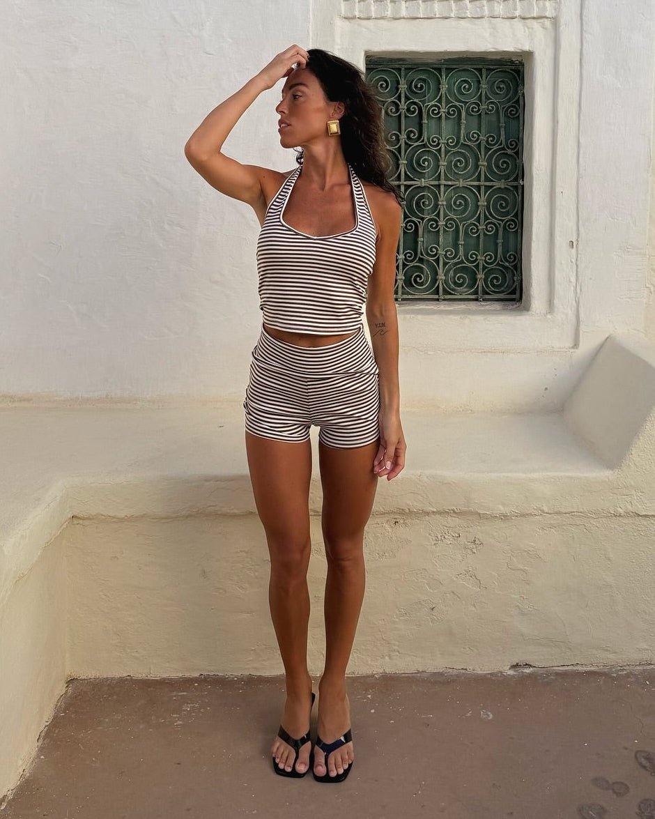 Lucy Striped Halter Tank and Shorts Set