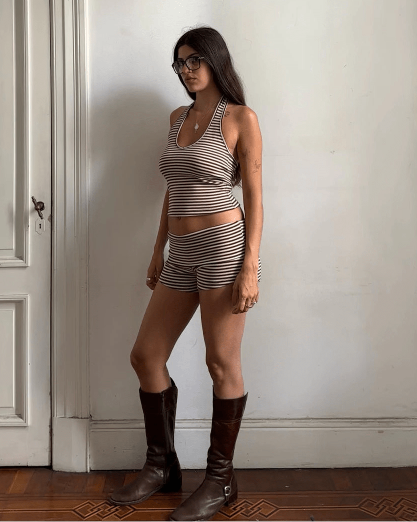 Lucy Striped Halter Tank and Shorts Set
