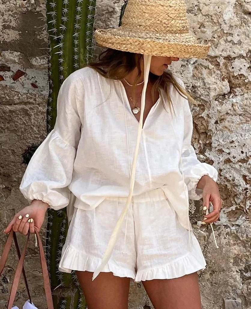 Luna set met top met lange mouwen en rucheshort