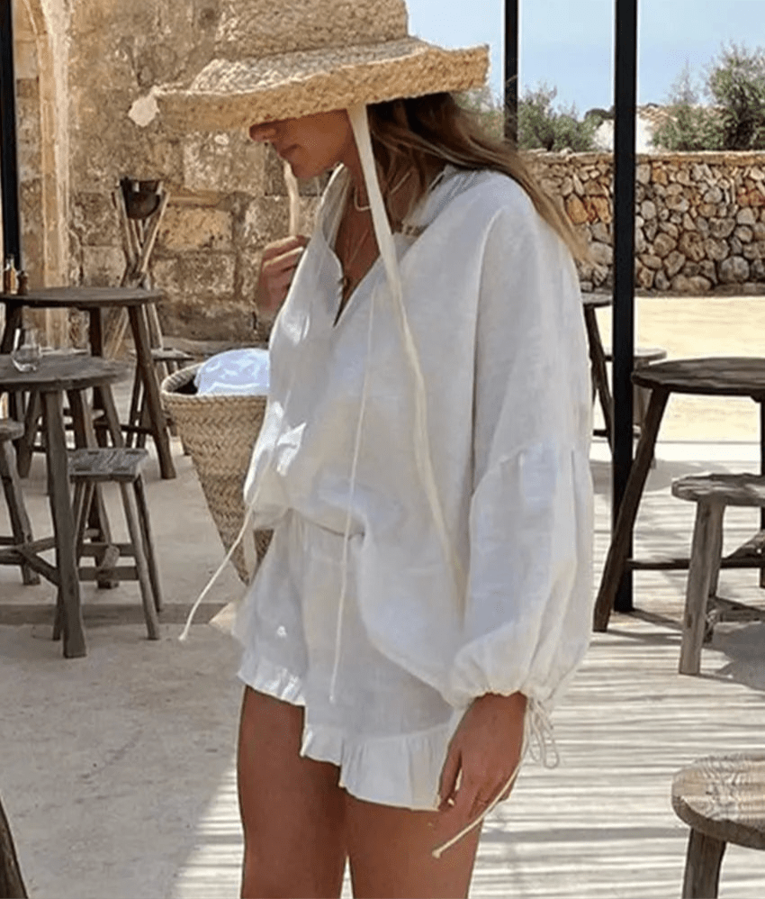 Luna set met top met lange mouwen en rucheshort