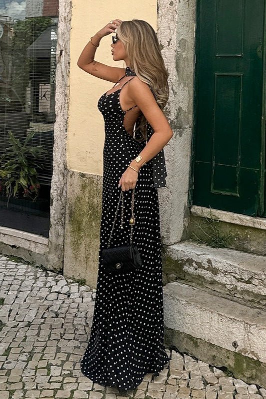 Madeline backless maxi-jurk met stippenpatroon