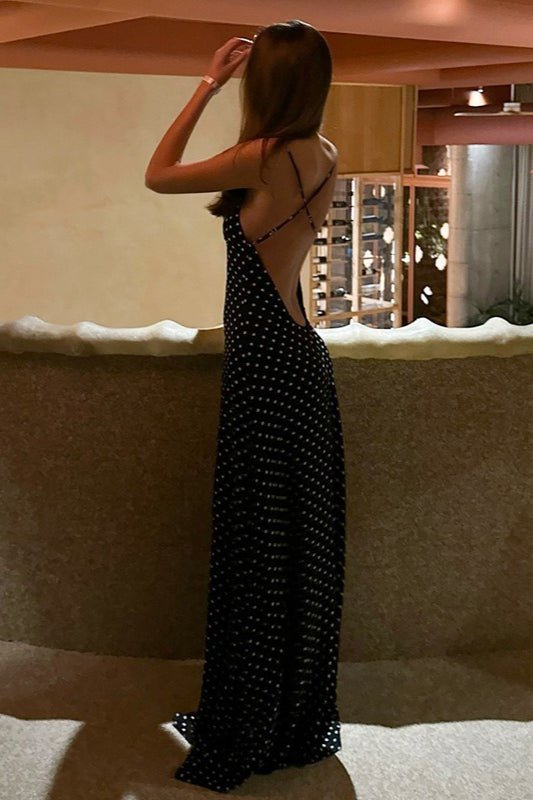 Madeline backless maxi-jurk met stippenpatroon