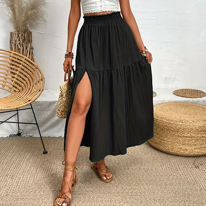 Maia bohemien midi-rok met ruches