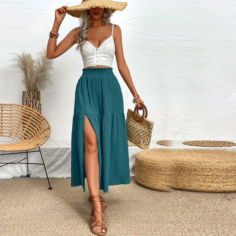 Maia bohemien midi-rok met ruches