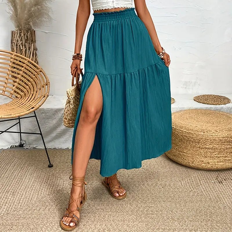 Maia bohemien midi-rok met ruches