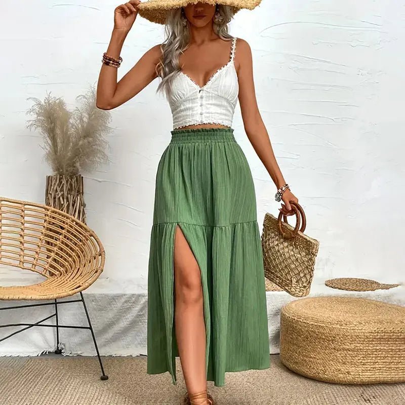 Maia bohemien midi-rok met ruches