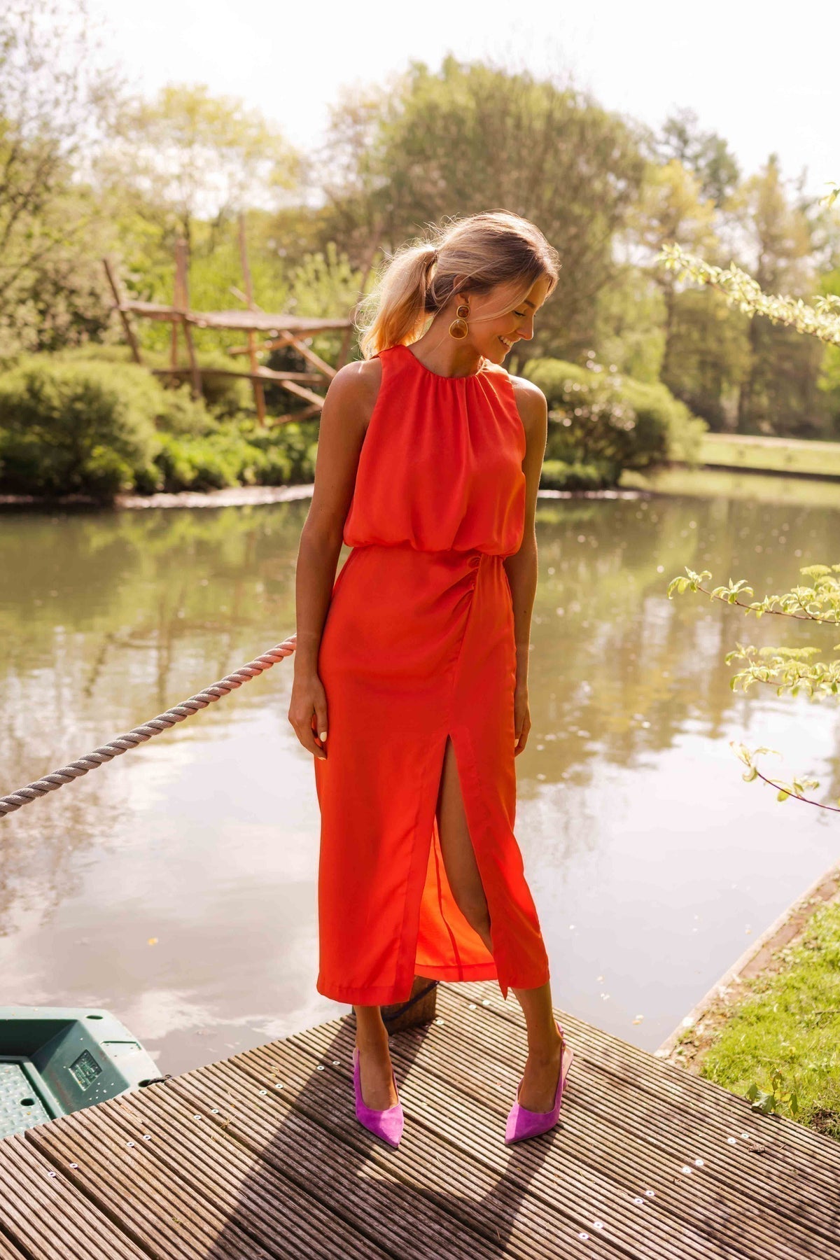 Maren mouwloze midi-jurk