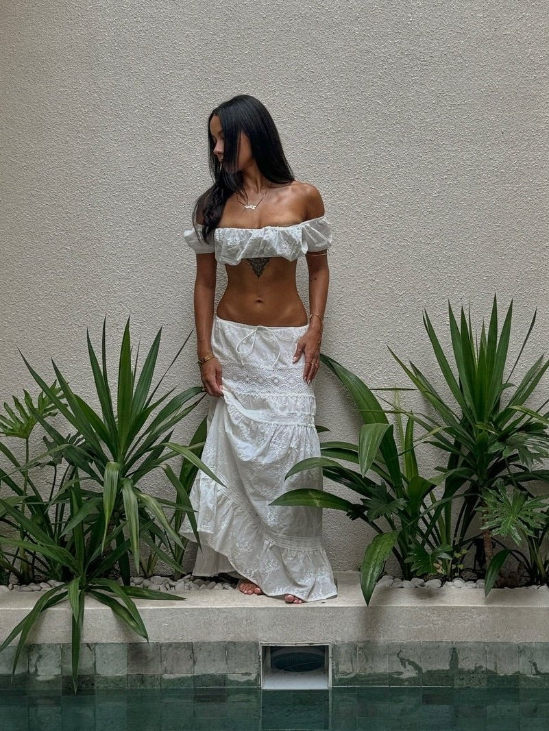 Bohemien set met crop-top en lange rok Margot