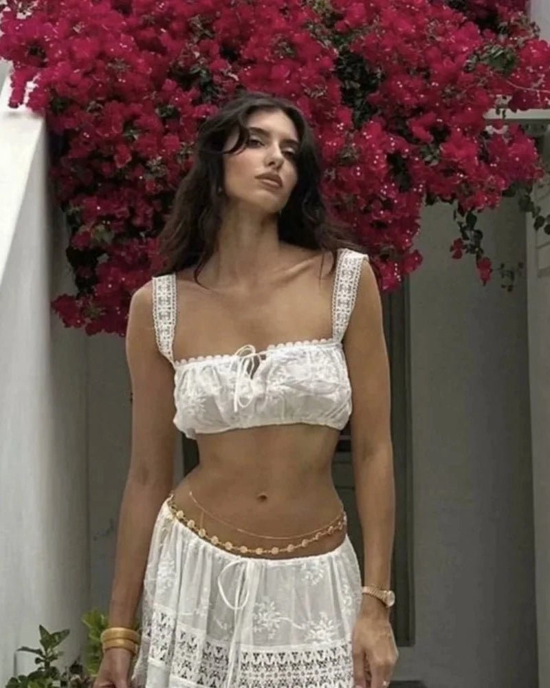 Bohemien set met crop-top en lange rok Margot