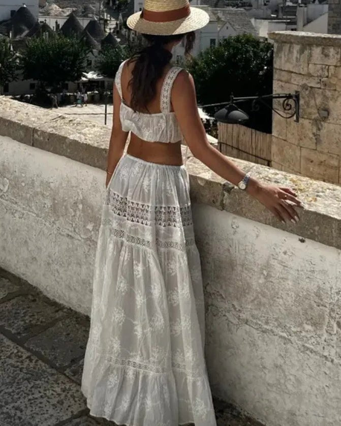 Bohemien set met crop-top en lange rok Margot