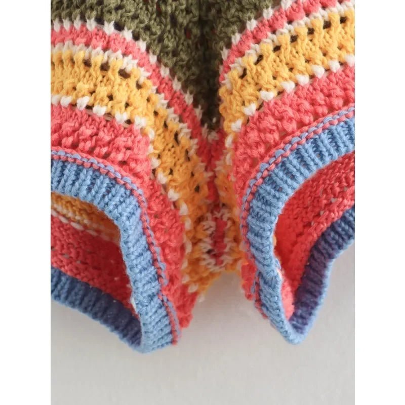 Margot gestreepte gebreide crop-set