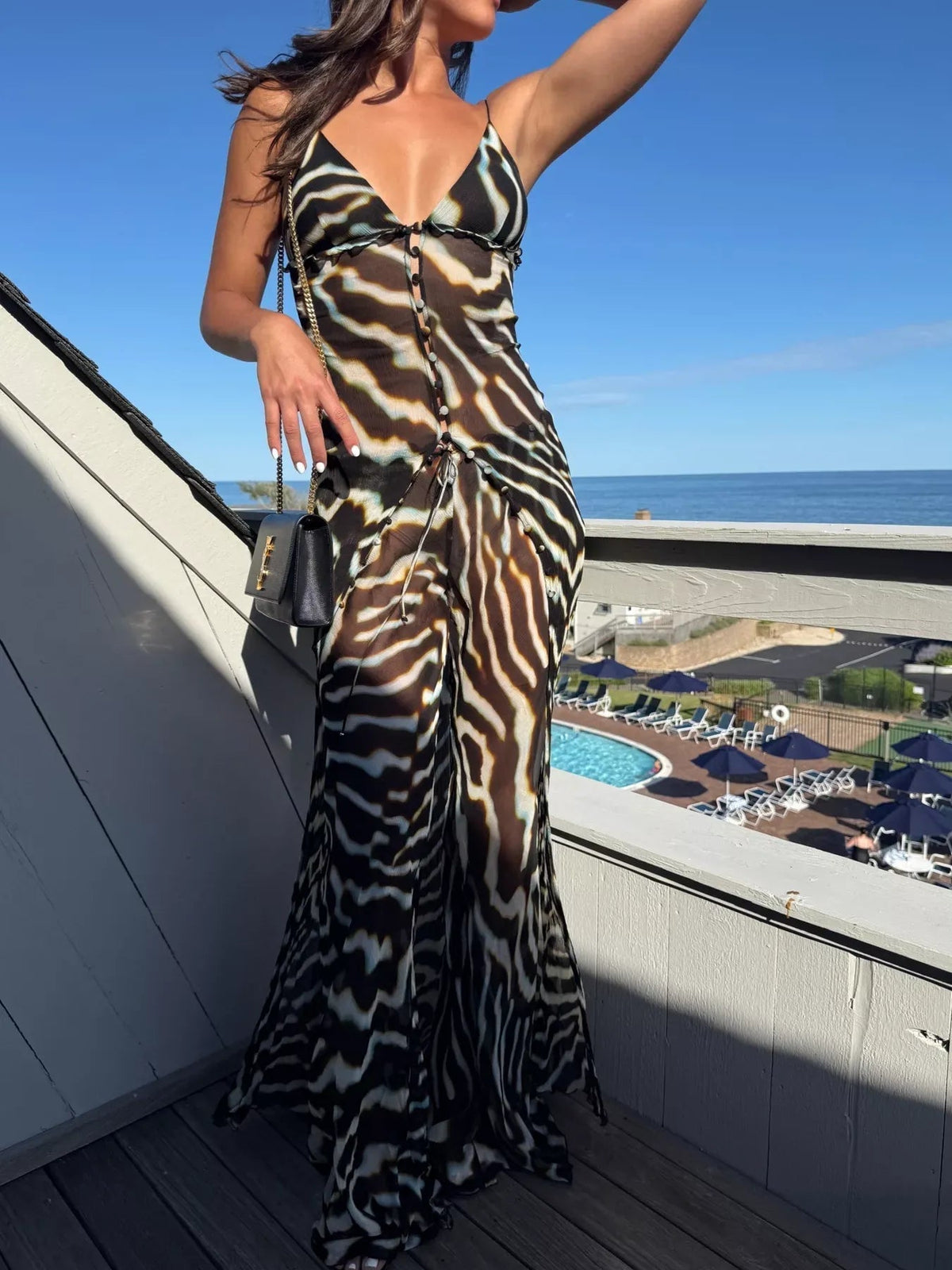 Marina chiffon co-ordset met zebraprint