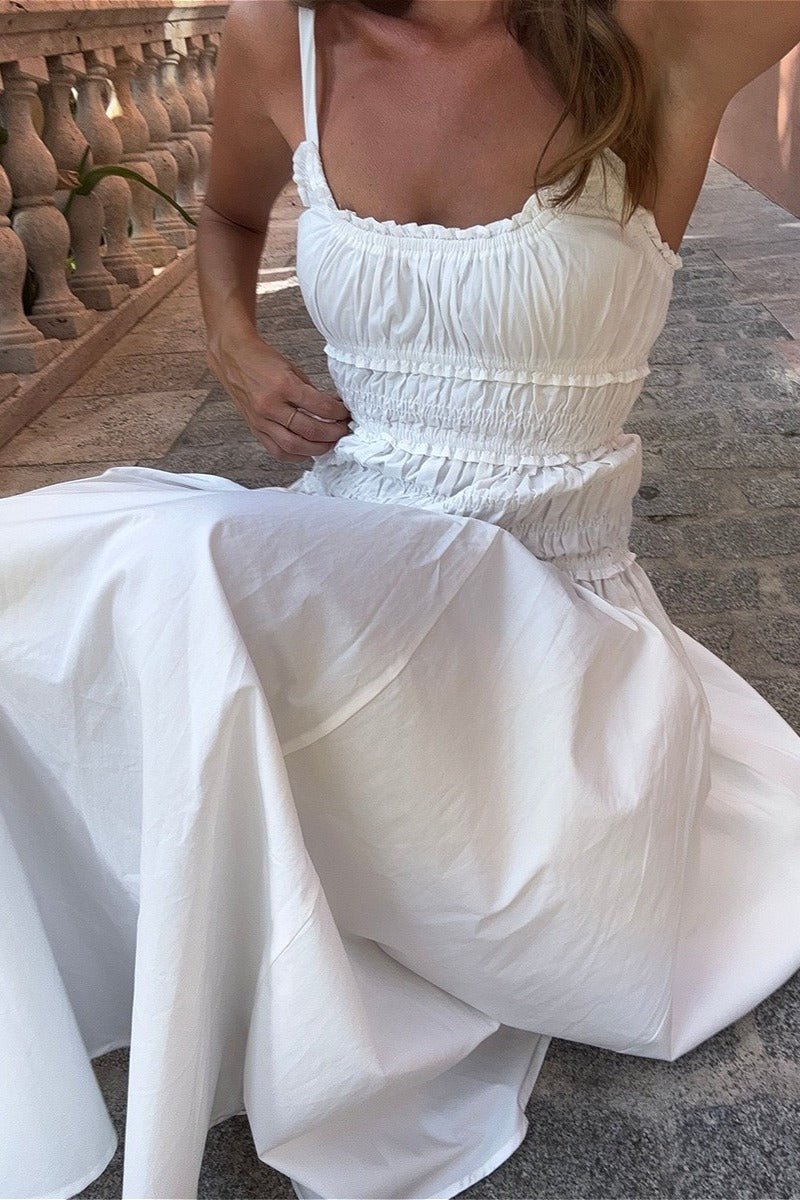 Mary nauwsluitende maxi-jurk met vierkante hals