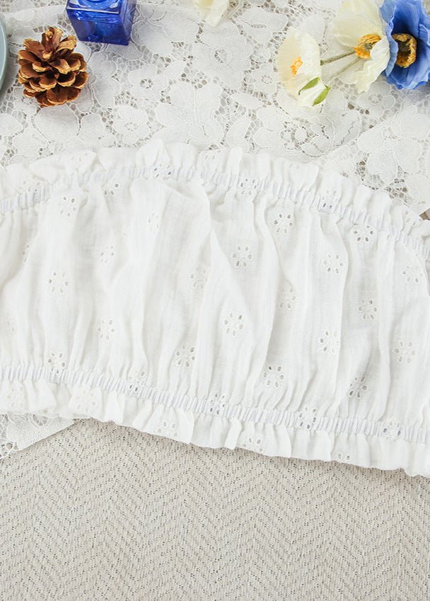 Melanie set met shorts en ruches met broderie anglaise