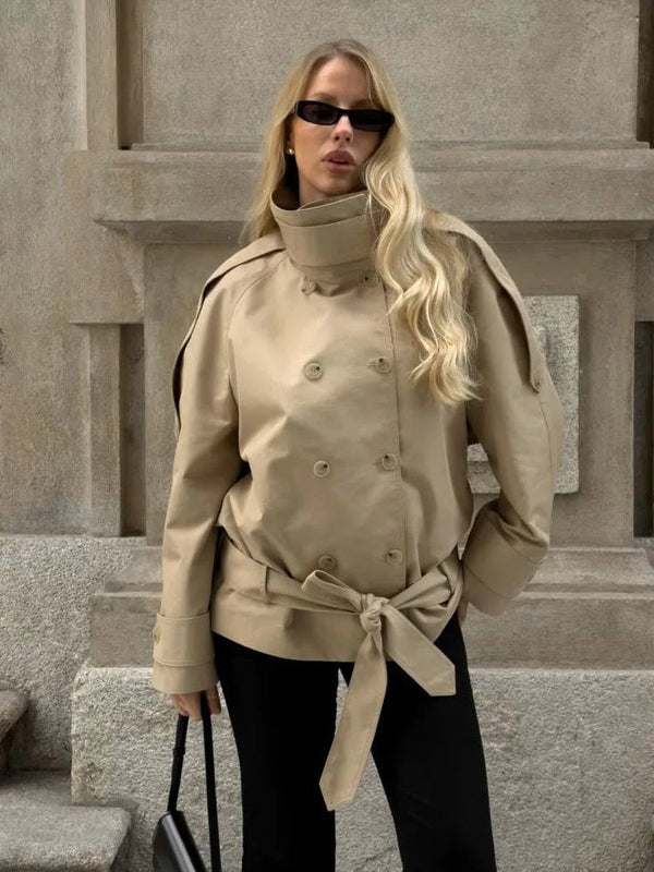 Melanie korte trenchcoat met opstaande kraag