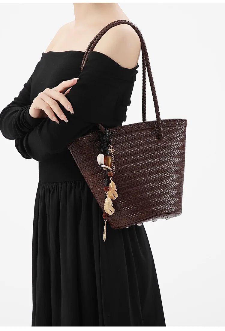 Meryl geweven bucketbag met etui