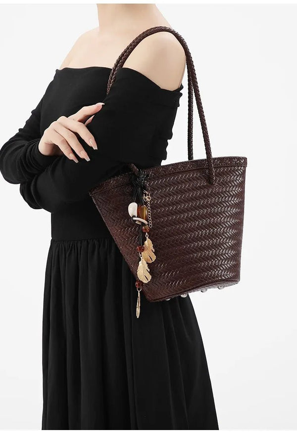 Meryl geweven bucketbag met etui