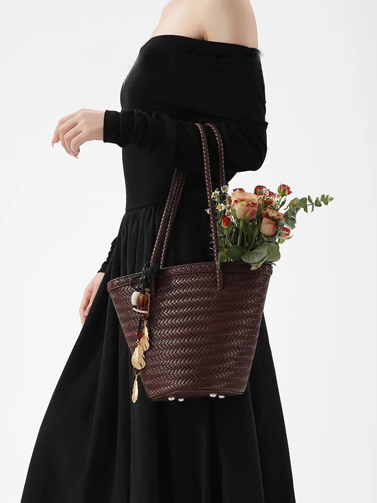 Meryl geweven bucketbag met etui