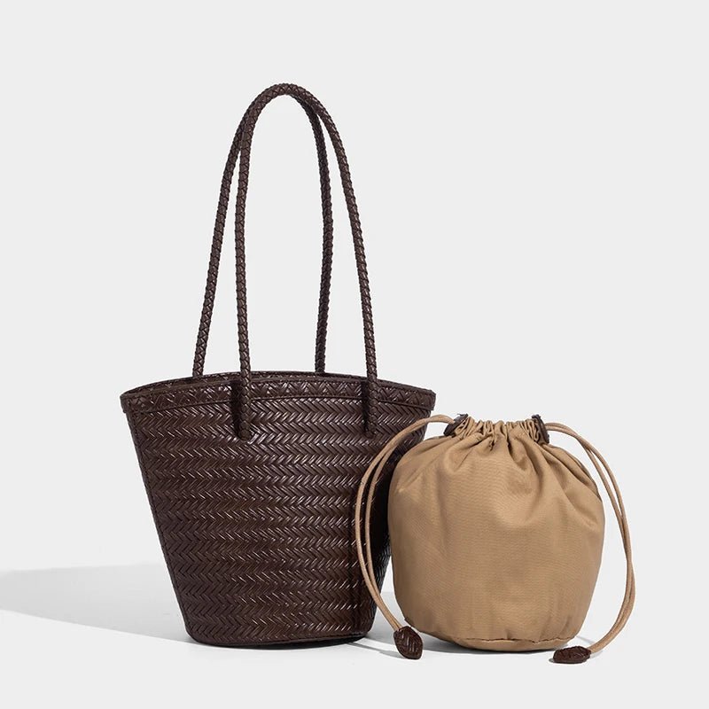 Meryl geweven bucketbag met etui