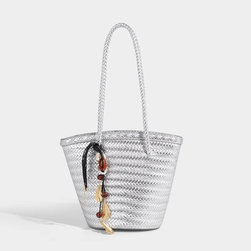 Meryl geweven bucketbag met etui