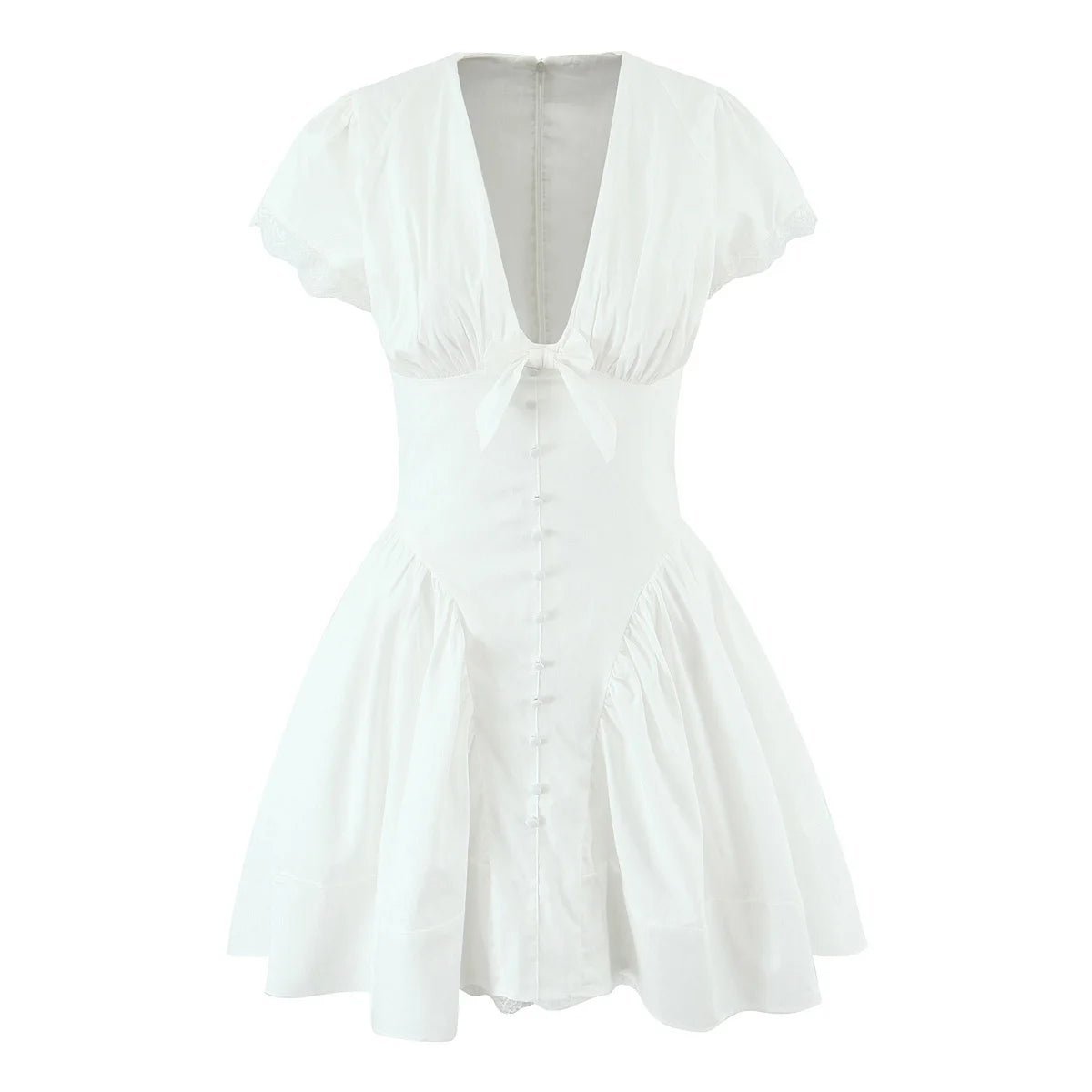 Mia mini-jurk met strik en V-hals