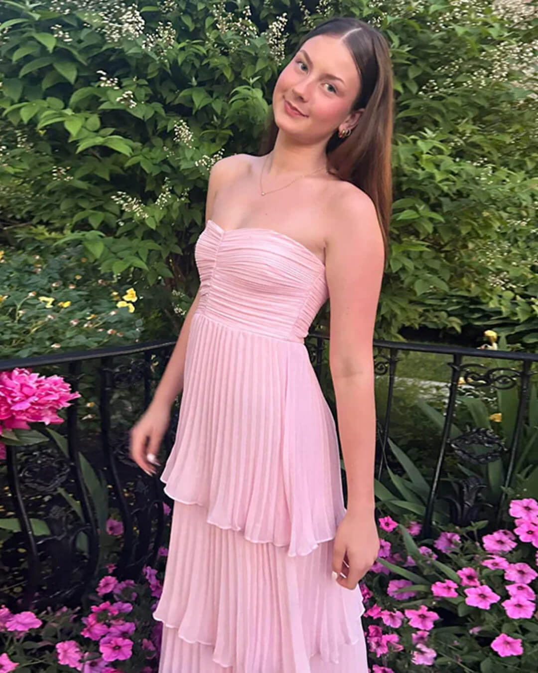 Michelle strapless geplooide maxi-jurk met lagen