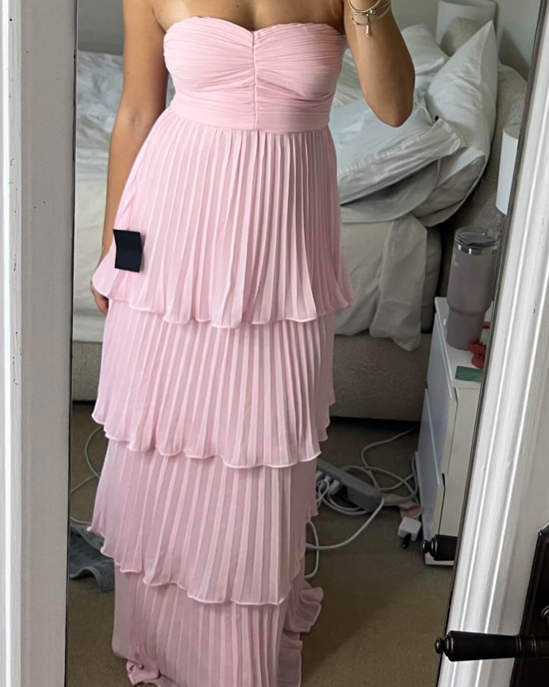 Michelle strapless geplooide maxi-jurk met lagen