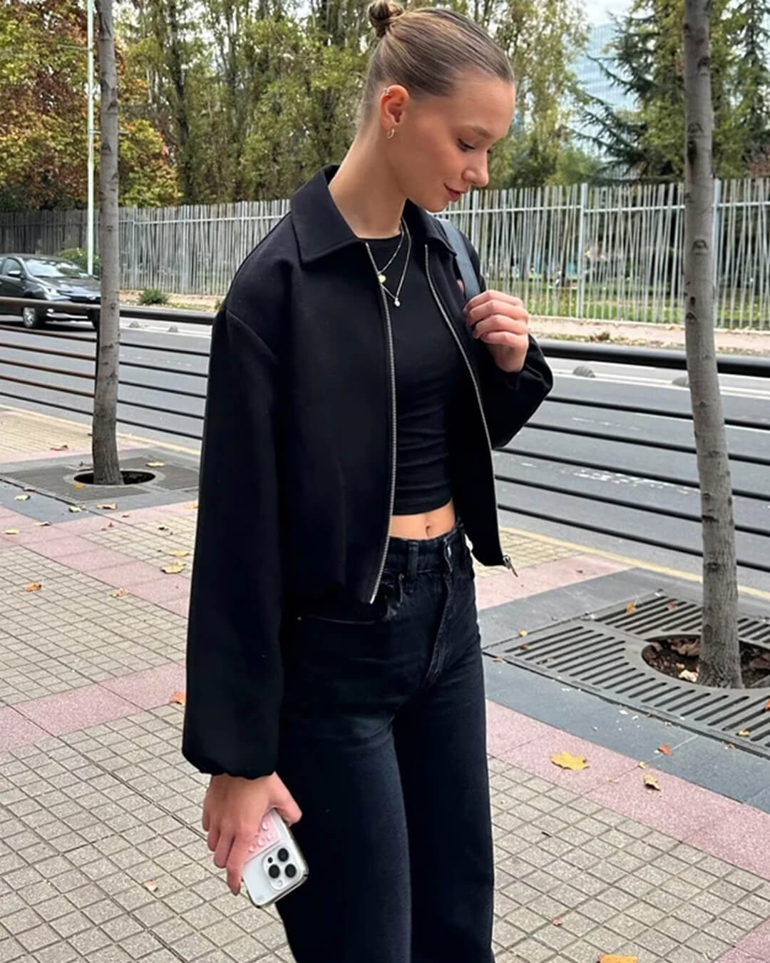 Midori bomberjack met pofmouwen