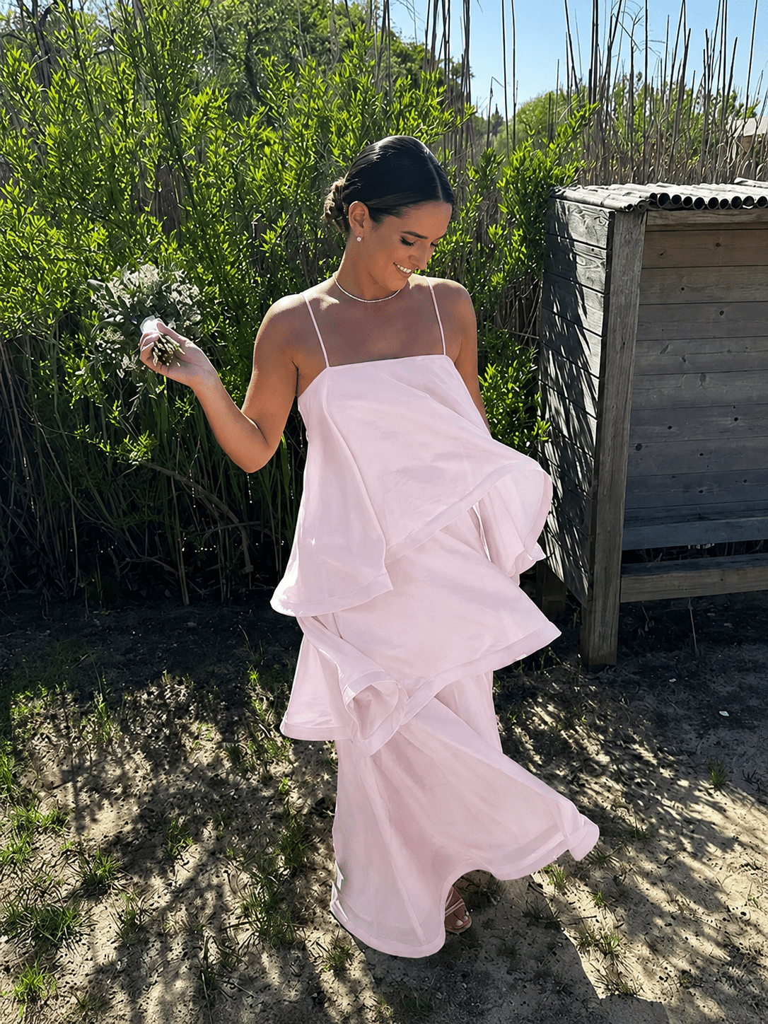 Mila maxi-jurk met gelaagde ruches