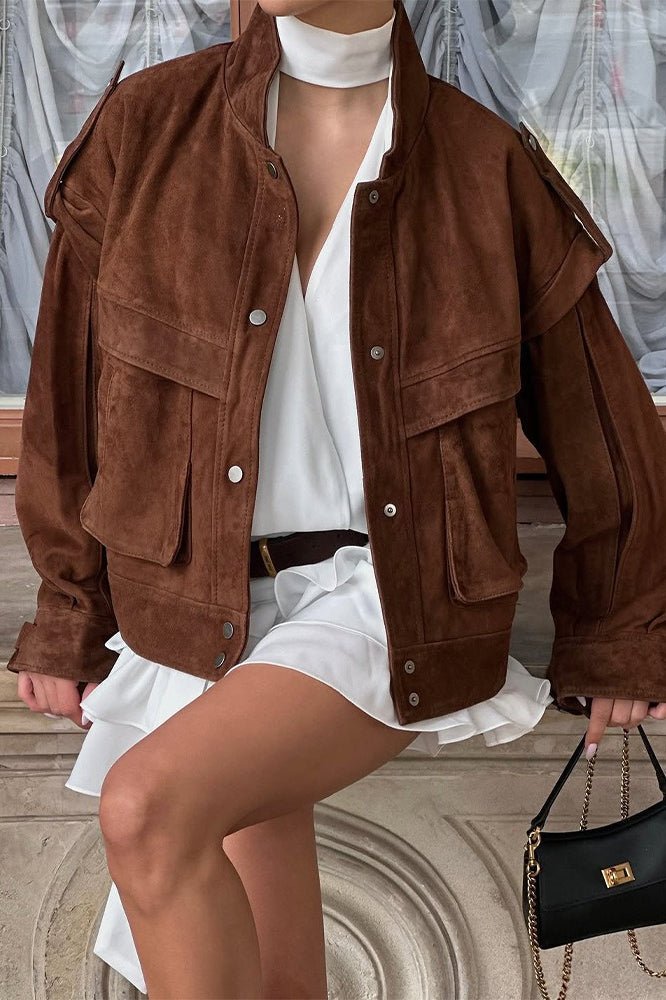 Mila-suèdejack met brede schouders
