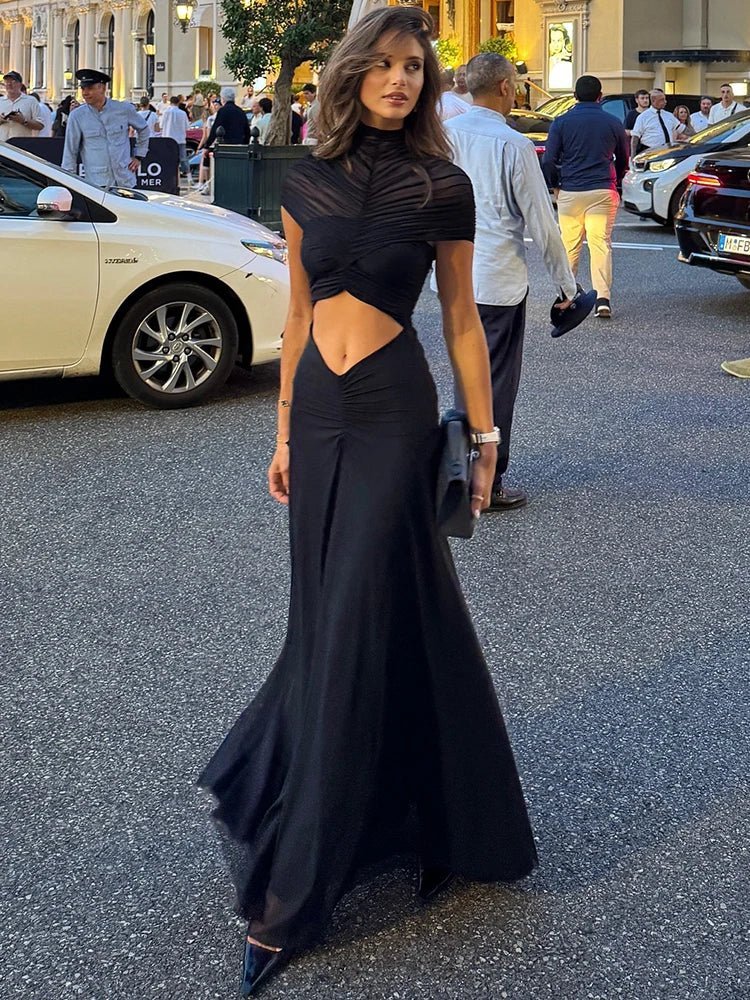 Miranda nauwsluitende maxi-jurk met rimpeldetails