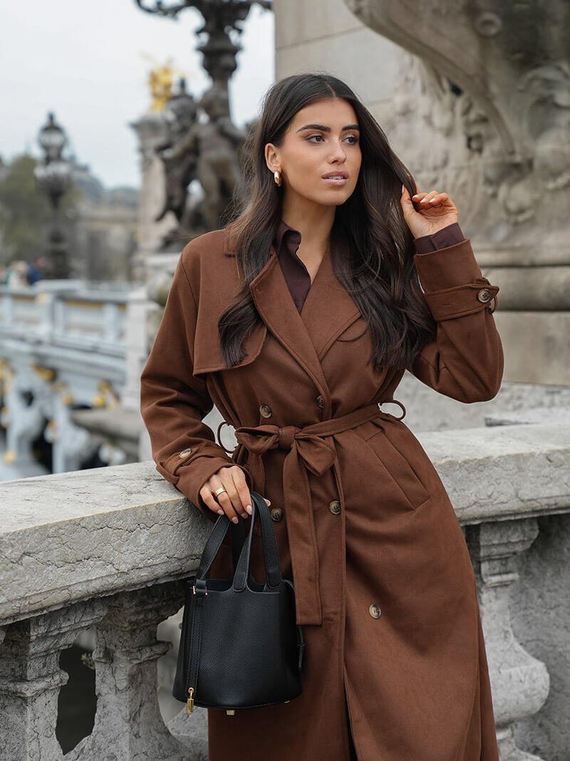 Molly trenchcoat van imitatie-suède