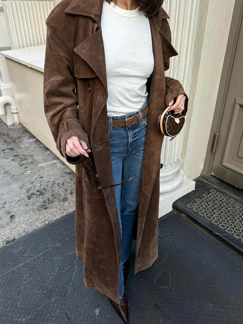 Molly trenchcoat van imitatie-suède
