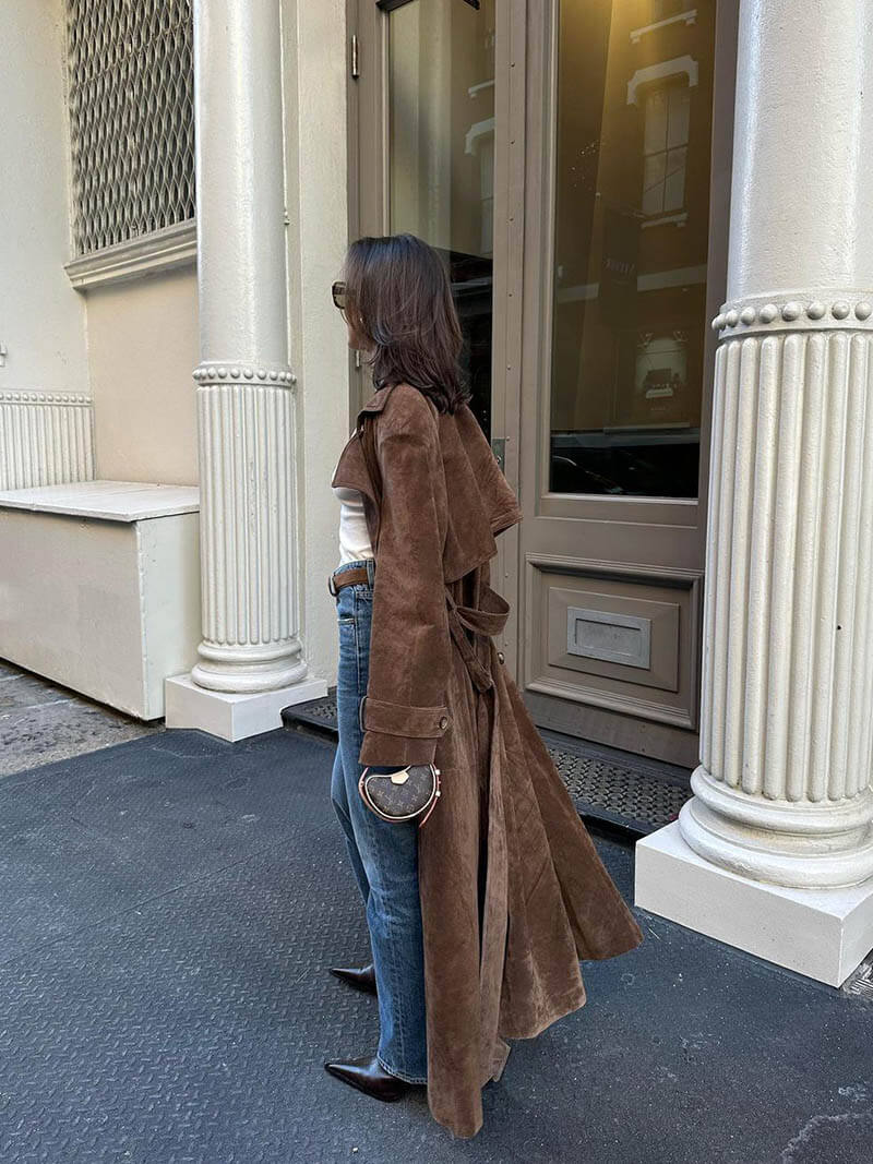 Molly trenchcoat van imitatie-suède