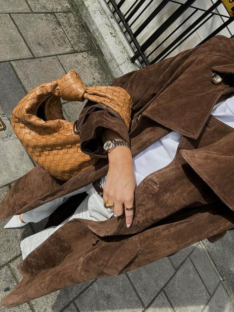 Molly trenchcoat van imitatie-suède