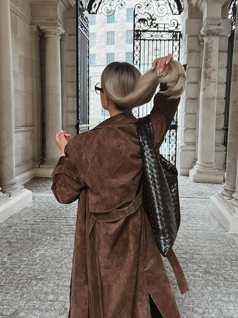 Molly trenchcoat van imitatie-suède