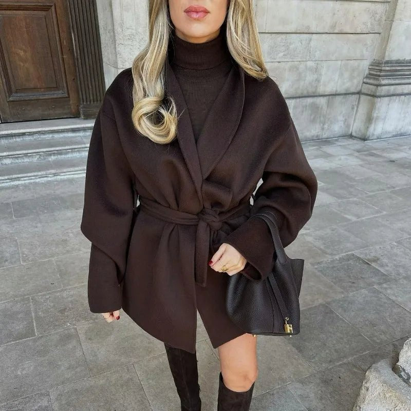 Monica oversized wikkeljas met ceintuur