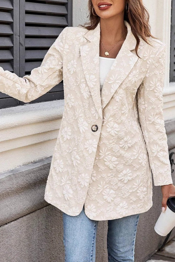 Nadia jacquardblazer met één knoop