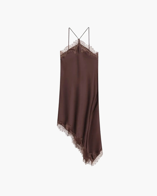 Natalie kanten midi-jurk met blote schouders