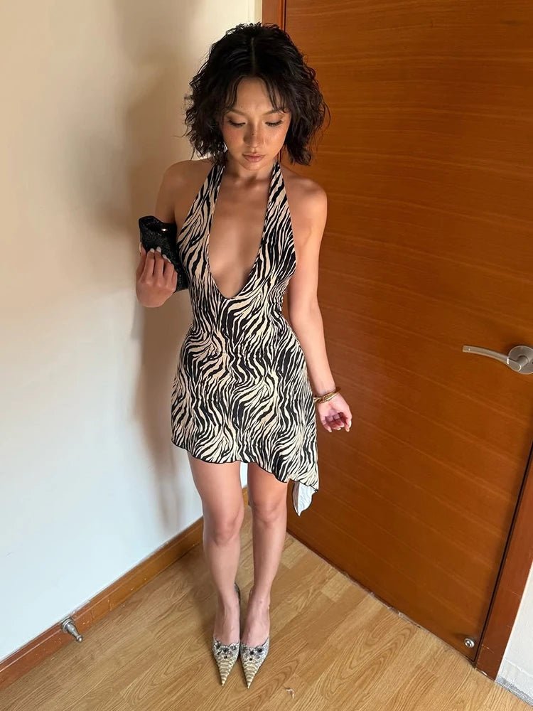 Natasha bandeau-mini-jurk met zebraprint