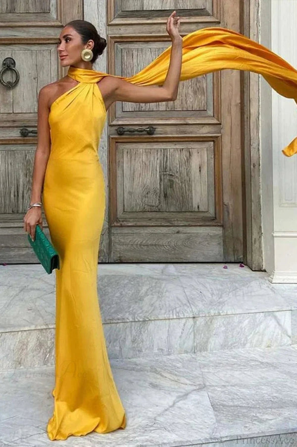 Beatrice Halter Backless Silk Satin Maxi Dress