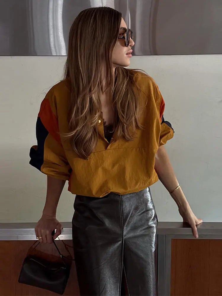 Nerea oversized kort colorblock-jasje