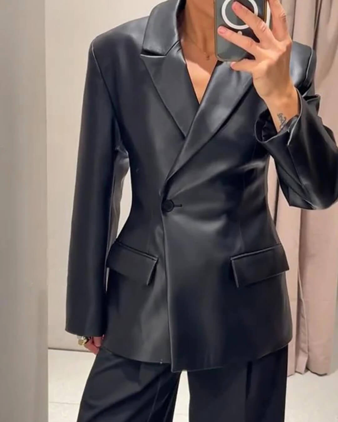 Nia blazer van imitatieleer