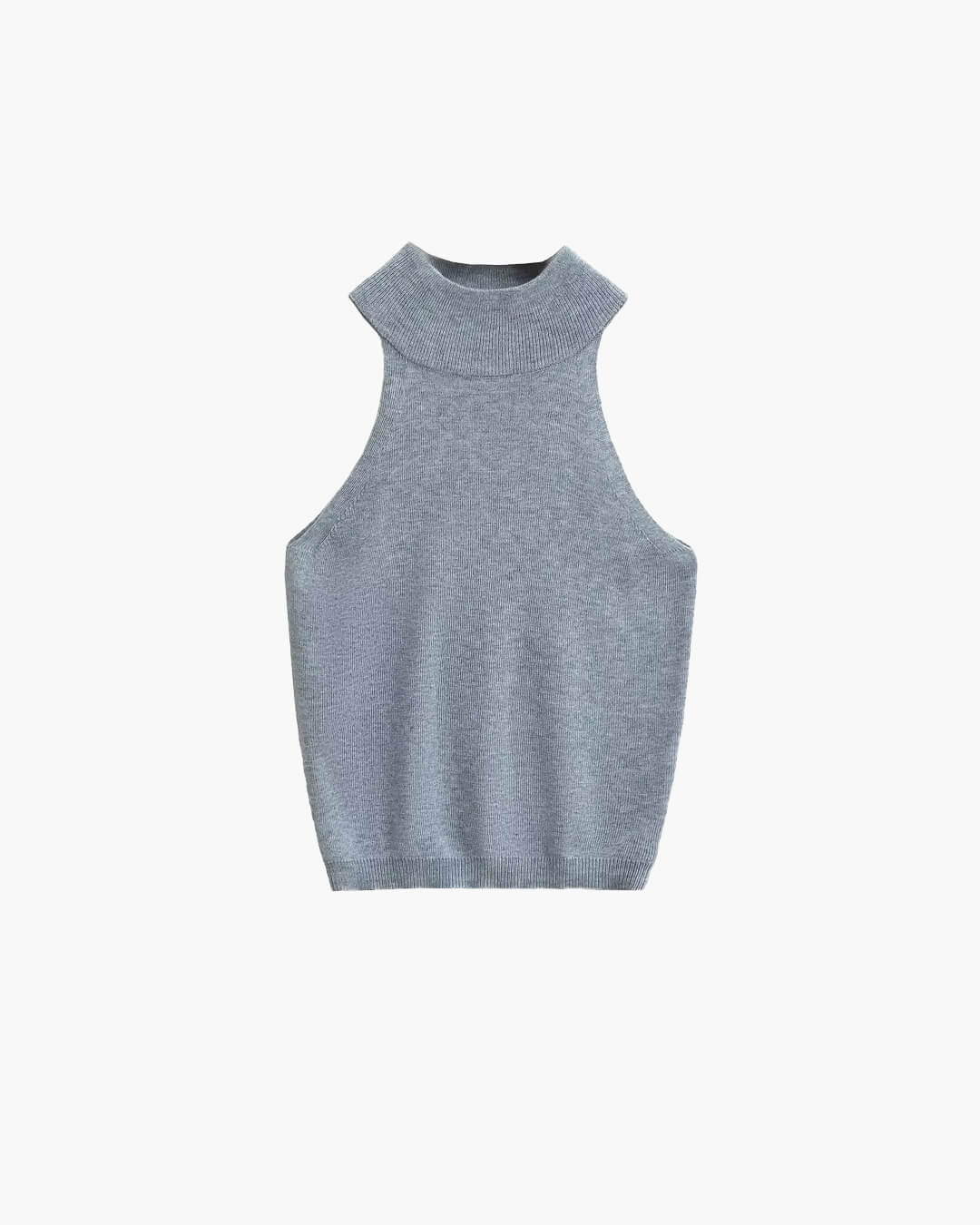 Nicky mouwloze gebreide crop top met halternek