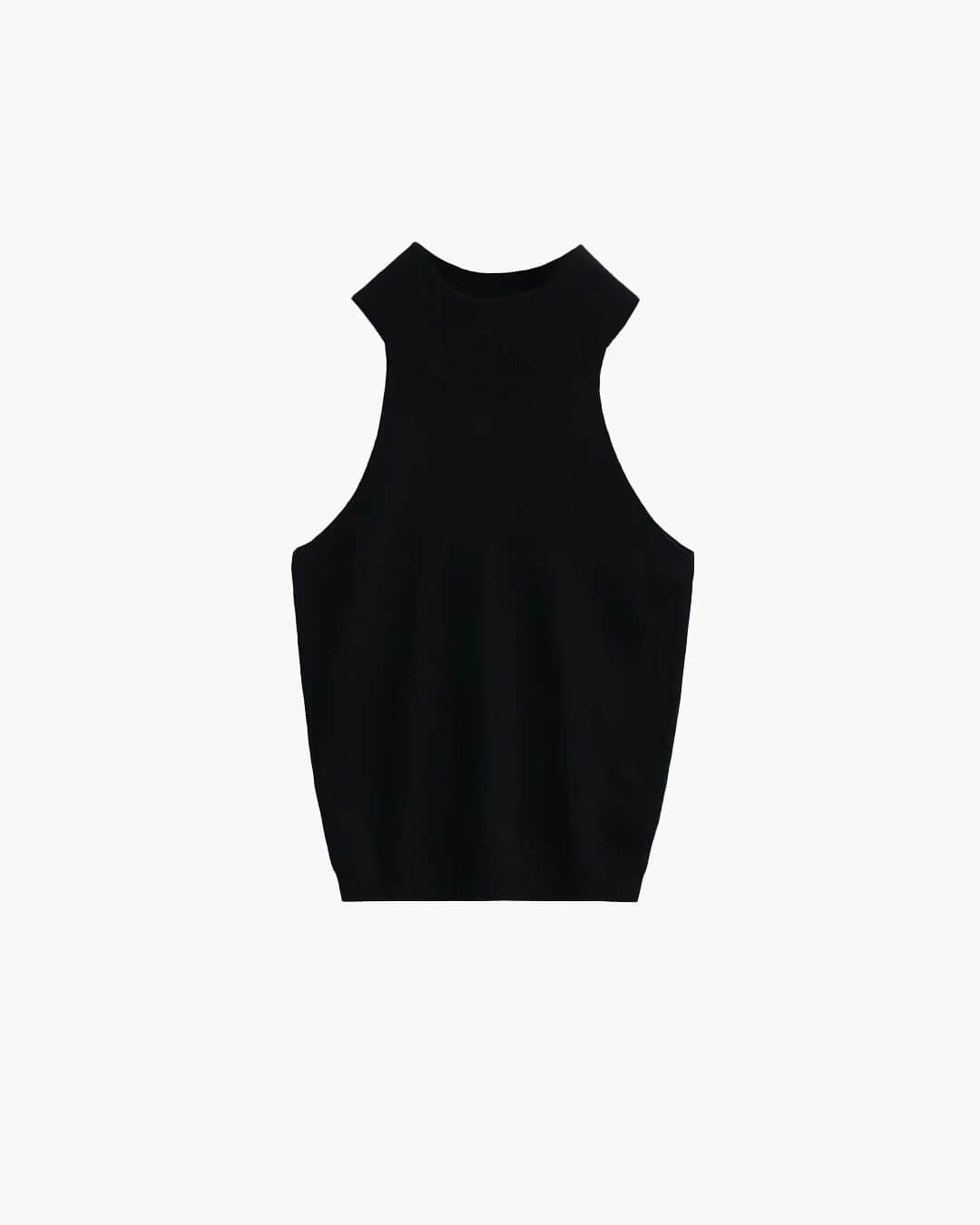 Nicky mouwloze gebreide crop top met halternek
